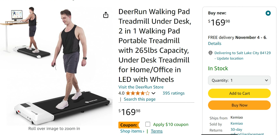 DeerRun Walking Pad Treadmill Under Desk, 2 in 1 - Photo 9